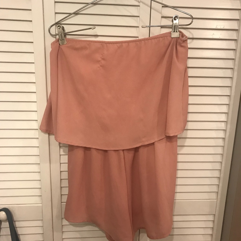 Pink strapless romper